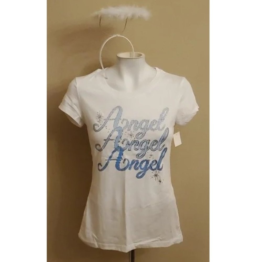 Juniors Womens Wound Up ANGEL Costume Kit- Headband T-shirt Size XS S M L NWT